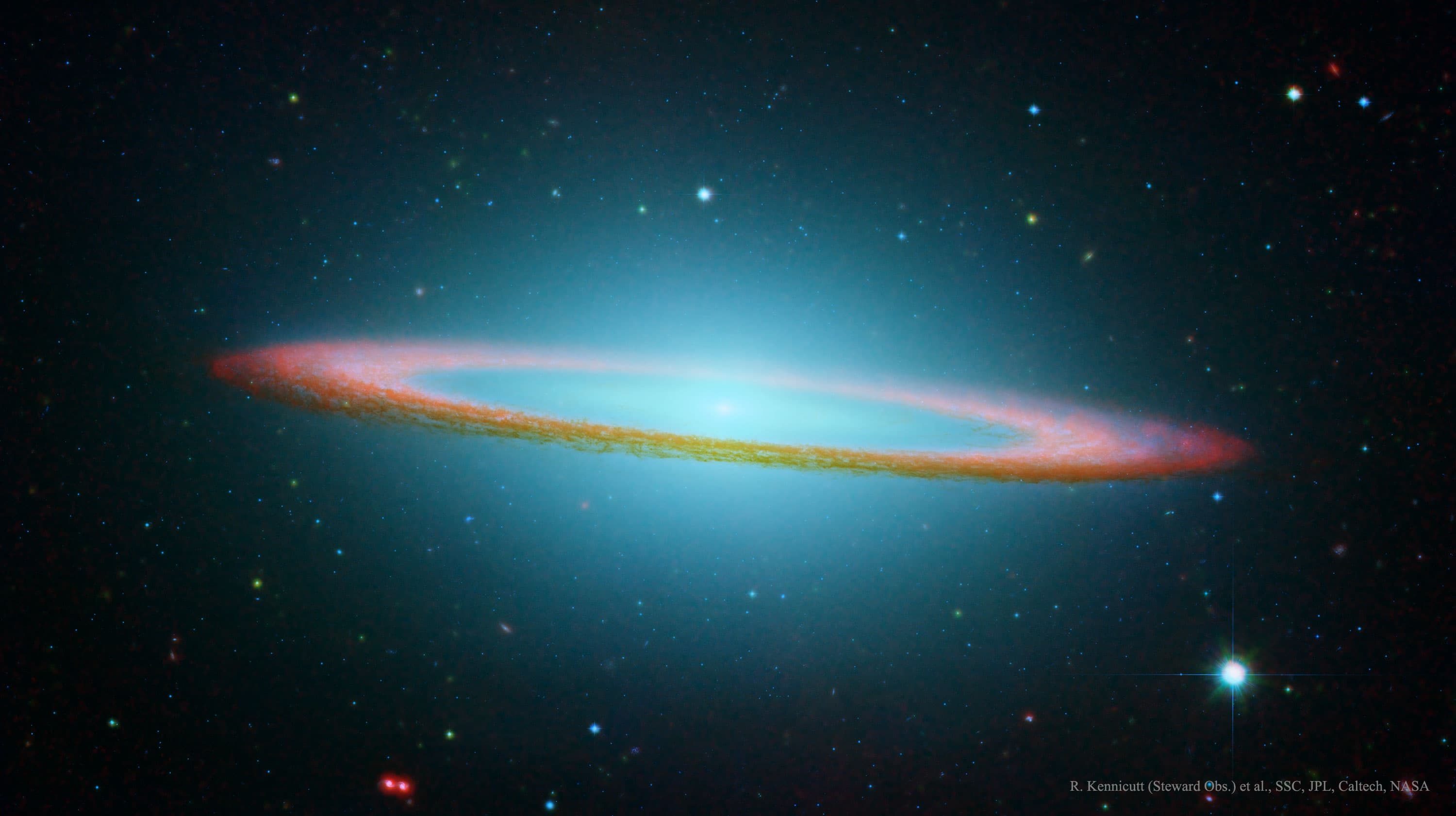 NASA obrázek dne: M104: Galaxie Sombrero v infračerveném záření